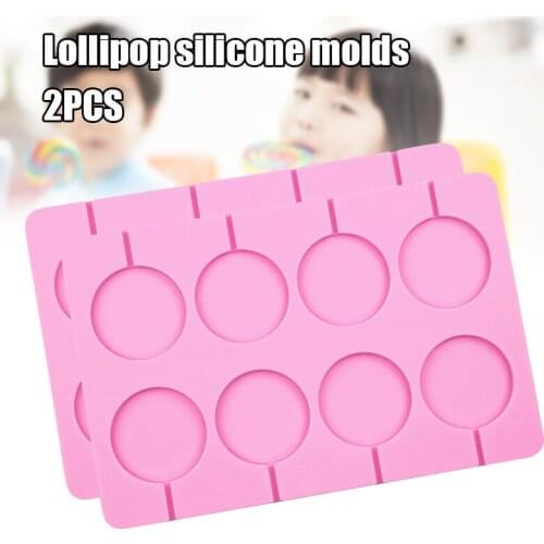 2 Pack Silicone Lollipop Stencils 8-Capacity Round Chocolate Hard Candy Template with 20 Sticks Kitchen Supplies TS2
