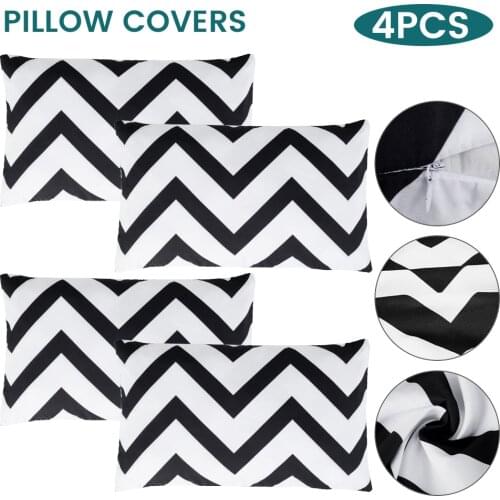 4pcs Black and White Geometric Decorative Pillowcase Chair Sofa Throw Pillow Cover for Home Office Chair Pillowcase Pillow Cover