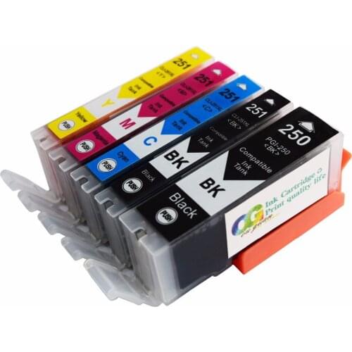 5PK PGI-250 CLI-251 ink Compatible for Canon PIXMA MG-5450 MG-5520 MG-6320 MG-6350 MG-6420 MG-7120 MG-7150 iP7250 iP8720 iP8750