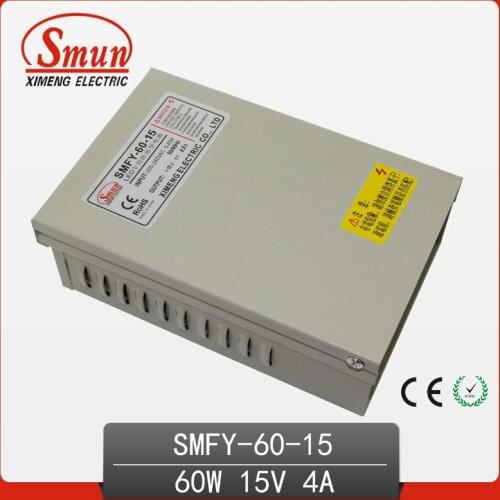 60W 15V 4A Rainproof Outdoor Single Output Switching Power Supply SMPS AC TO DC For LED SMFY-60-15