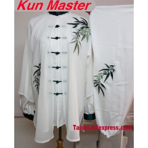Custom Tai Chi Performance Uniform Banboo Embroidery Martial Art Clothing For Kung Fu Three Pieces Note Your Height And Weight