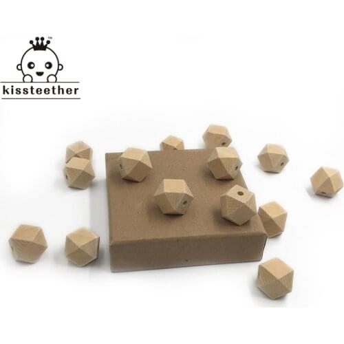 0.63"(16mm) Wooden Geometric Hexagon Beads Baby Teether Toys Nursing Chewing Wooden Teether For Baby Teether Necklaces/bracelets