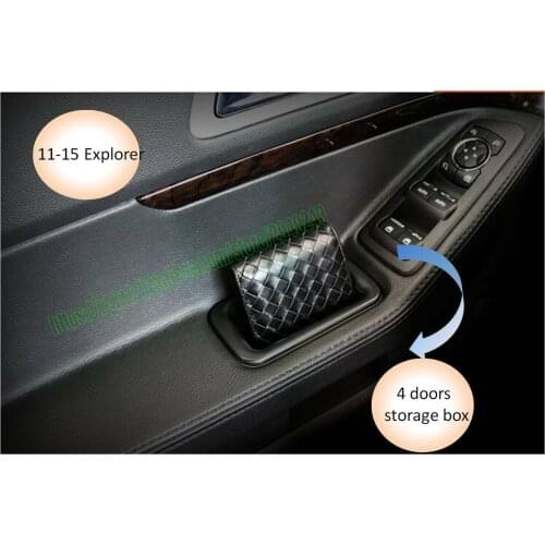 For Ford Explorer 2011 - 2015 4pcs Black Front & Rear Armrest Door Storage Box Holder
