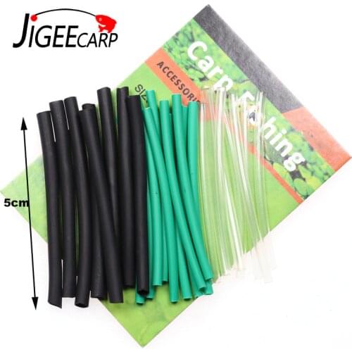 JIGEECARP 60pcs Heat Shrink Tube Carp Fishing Hair Ronnie Rig Making Material Shrink Tube Anti Tangle Sleeve Fishing Accessories