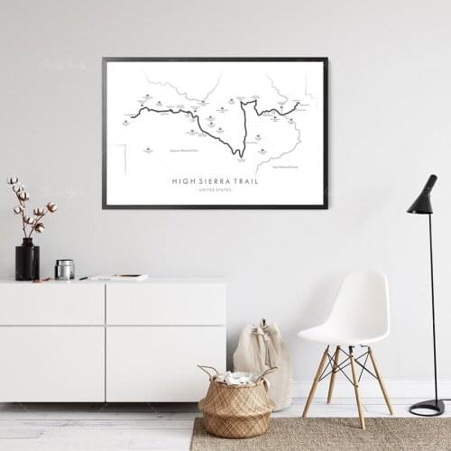 High Sierra Trail Map | High Sierra Trail Poster | USA Hiking Poster | Relive your adventures | Trail Map Art