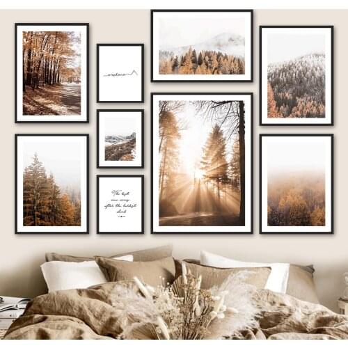 Pine Forest Fog Sunshine Mountain Quotes Wall Art Canvas Painting Nordic Posters And Prints Wall Pictures For Living Room Decor
