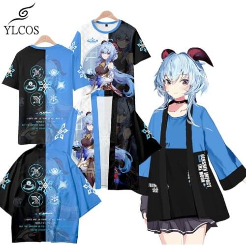 Game Genshin Impact Kimono Chiffon Coat Costume Ganyu T-Shirt Cosplay Cloak For Unisex Fashion Suit