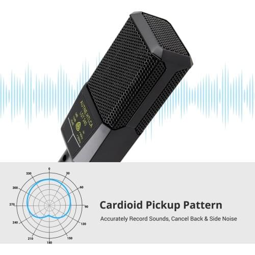 Muslady Large Diaphragm Cardioid Condenser Microphone Unidirectional Mic with Shock Mount Cable for Gaming Podcasting Recording