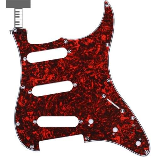 Tooyful Red PVC Tortoise Shell Pickguard 3 Ply 11 Screw Holes For Stratocaster Style Strat Guitar SSS