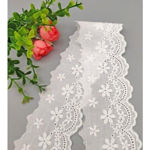 2inch 5cm Hollow Out Floral Embroidered Beige White Lace Ribbon DIY Apparel Sewing Fabric Home Textile Curtain Decor Cotton Lace