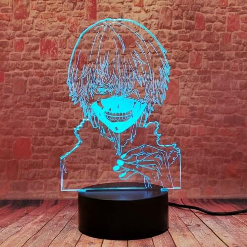 Flashing 3D Illusion LED Desk Nightlight Colorful Changing Light Tokyo Ghoul Manga Anime Figure Toys