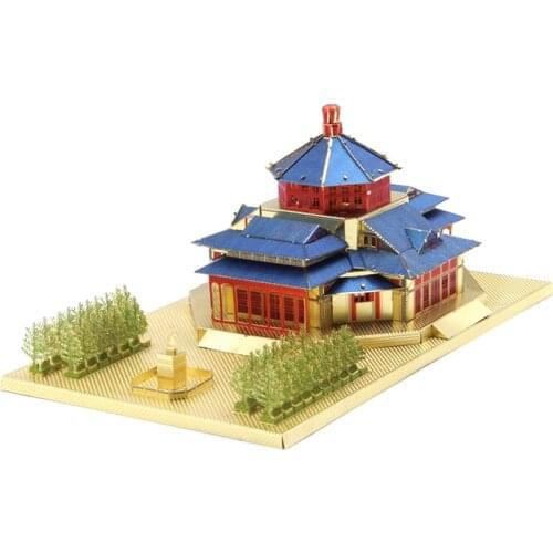 Microworld Models Sun Yatsen Memorial Hall model DIY laser cutting Jigsaw puzzle building model 3D metal Puzzle Toys for adult