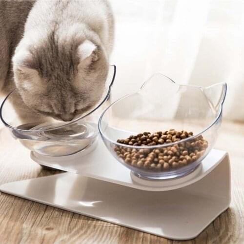 Non-Slip Cat Feeding Bowl with Stand Pet Dog Water Bowl Food Feeder Storage Product Supplies Single Double Style