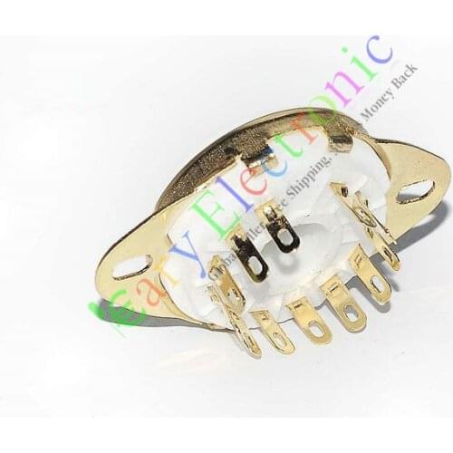 Wholesale and retail 20pcs 12pin GOLD Ceramic vacuum tube sockets top mount base valve for 50CA10 amp free shipping