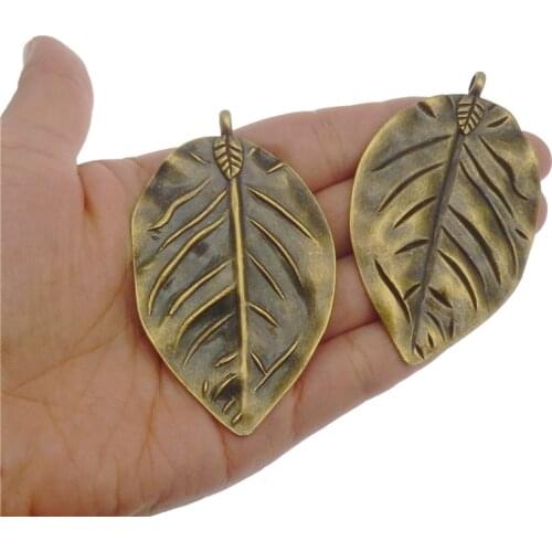 4pcs Antique Bronze Alloy Tree Leaf Necklace Large Size Tree Leaves Necklace Pendant Charms Vintage Jewelry Findings Handmade