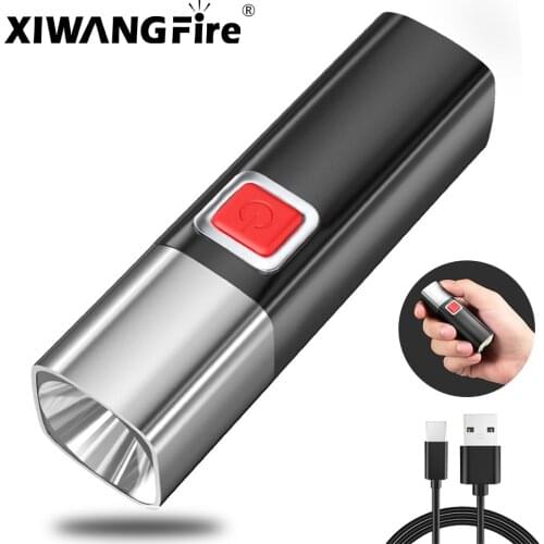 Portable Home Flashlight Super Bright USB Rechargeable Flashlight Built-in Battery Torch Outdoor Waterproof Flashlight with Box
