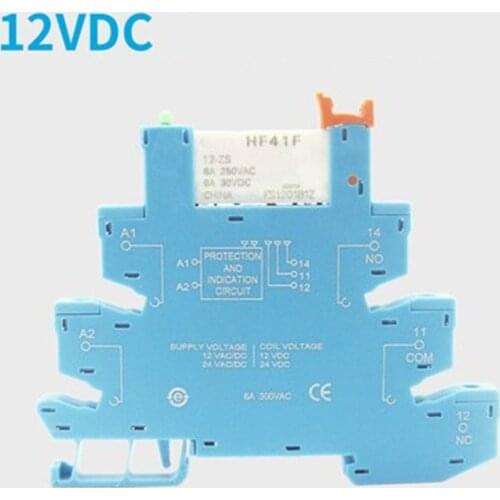 10pcs HF41F 24-ZS 12-ZS 5V 12V 24V 1CO Slim/SSR Relay Mount On Screw Socket with LED and Protection Circuit Wafer relay