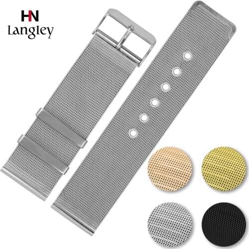 Stainless Steel Mesh Band Watch Straps Buckle 12mm-24mm Men Women Watchband Rose gold Silver Bands For Wristwatch Wholesale