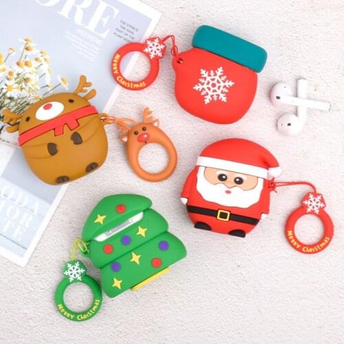 Christmas Series For Airpods Case Silicone Cover For Airpods1 Airpods 2 Case Cute Earphone 3D Headphone Case Protective Wholesal