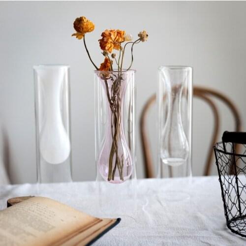 Nordic double glass vase plant crafts home office wedding home decoration gift test tube crystal