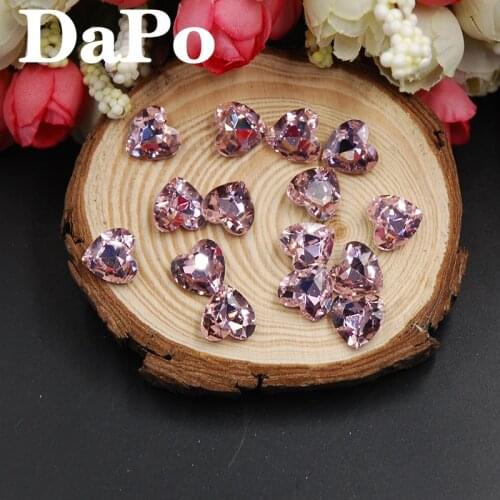 Heart Shape Rhinestone 6mm-27mm Glass Crystal Point Back Light Pink Color Fancy Stone For Wedding Dress Women Bags