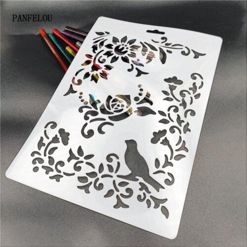 The bird garden scrapbook stencils spray plastic mold shield DIY cake hollow Embellishment printing lace ruler valentine