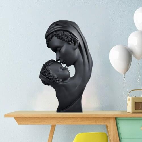 Creative Mother And Child Statue Black Figurine Resin Crafts Living Room Ornaments Home Entrance Wine Cabinet Office Decors