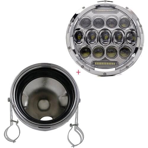 Motorcycle Parts LED Round 7" 75w Motorcycle LED Headlight Housing bucket For Chopper Cafe Racer Bobber With 7" Bracket