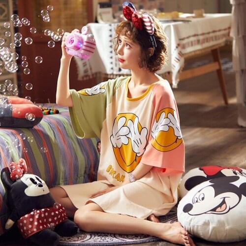 Summer Fresh Lovely Princess Pure Cotton Thin Short Sleeve Loose Ladys Household Set