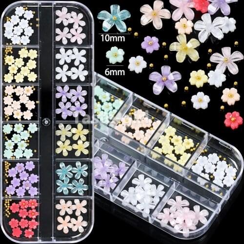 1 Box Colorful Various 3d Nail Art Charms Designer Flower Nail Decoration Accesorios Rhinestones Supplies Tool Jewelry Crystal