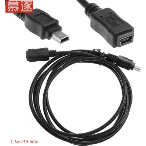1Pcs Black Light Adapter Cable 5Feet/1.5m Mini USB B 5pin Male To Female Extension Cable Cord Adapter