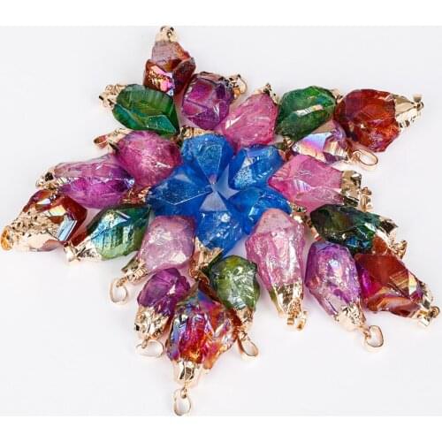 1pcs crystals natural quartz plating colors pendants stones necklace pendant women jewelry