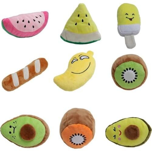 1PC Cute Plush Squeaky Toys For Pet Dogs Puppy Training Toy Fruit Shaped Chew Toy Small Dogs Interactive Sound Toys New