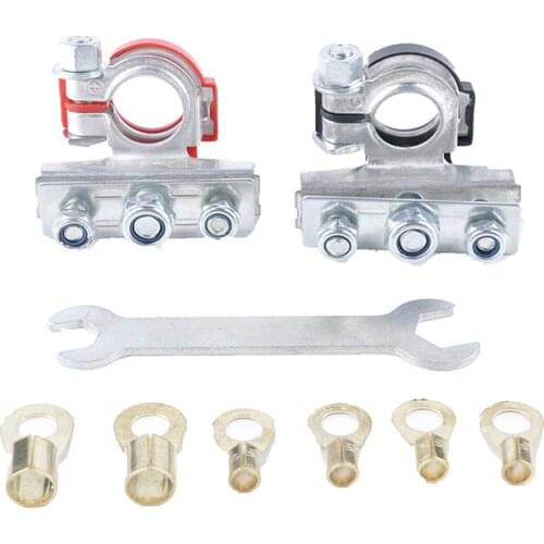 2pcs Car Automotive Top Post Battery Wire Cable Terminals Clamp Connectors Kit Black & Red Battery Connection Terminal