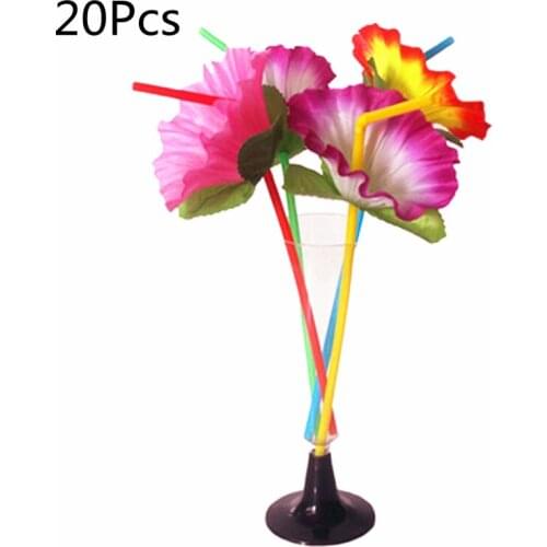 18Pcs Flower Flexible Bendable Drinking Straws Decorative Disposable Straws Party Table Decor for Wedding Birthday Christmas Fes