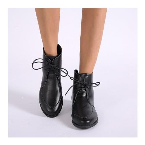 2020 new Ankle Boots Women Platform Lace Up Buckle Shoes Thick Heel Short Boot Ladies Casual Footwear Plus Size