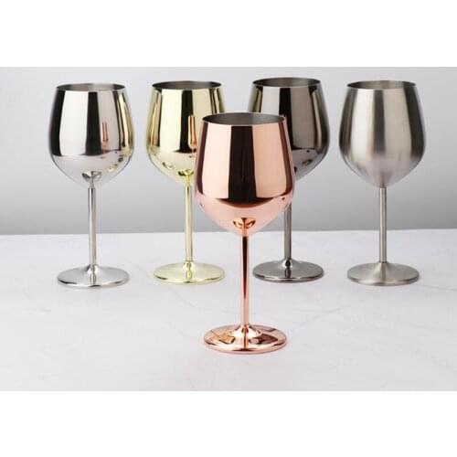 304 Stainles Steel 500ml Goblet Champagne Cup Wine Glass Cocktail Glass Creative Metal Wine Glass for Bar Restaurant