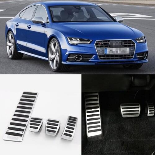 4pcs Aluminium Non Slip Foot Rest Fuel Gas Brake Pedal Cover For Audi A7 2009-2016 MT