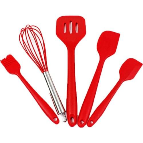 5Pcs/set Bakeware Silicone Cooking Kitchen Utensils Set Turner Spatula Spoon Oil Brush Cream Scraper Whisk Baking tool Set