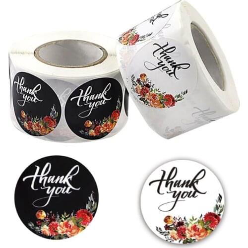 500pcs/roll Thank You Stickers 1'' Round Labels Sealing Sticker Roll For Packaging Box Gifts Wedding Party Stationary Decoration