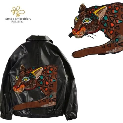 Large Leopard Patches Embroidered Aniaml Applique for Leather Jacket Backpatches Sew on Appliques Badges Accessories