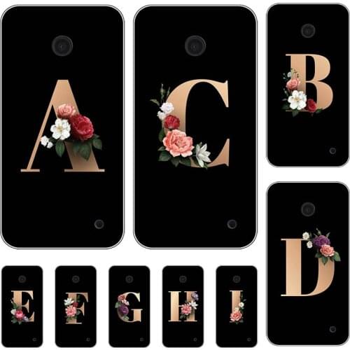 For Nokia Lumia 630 Case Cute Lovely Cartoon Pattern Flowers Black Letters Cover