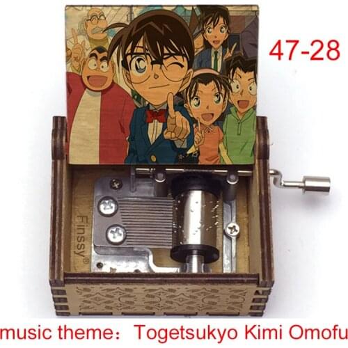 Wooden detective conan print Music Box music Togetsukyo Kimi Omofu Hand ed Musical Box For Kids birthday Gift Family decorations