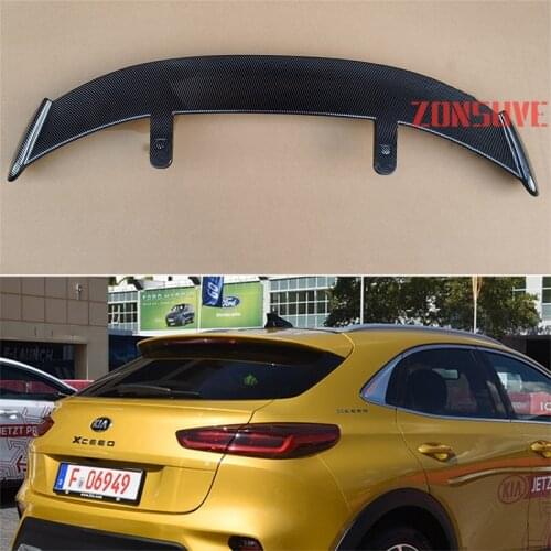 Use For KIA 2018 2019 CX Ceed ABS Plastic Carbon Fiber Look Hatchback SUV Roof Rear Wing Body Kit Accessories