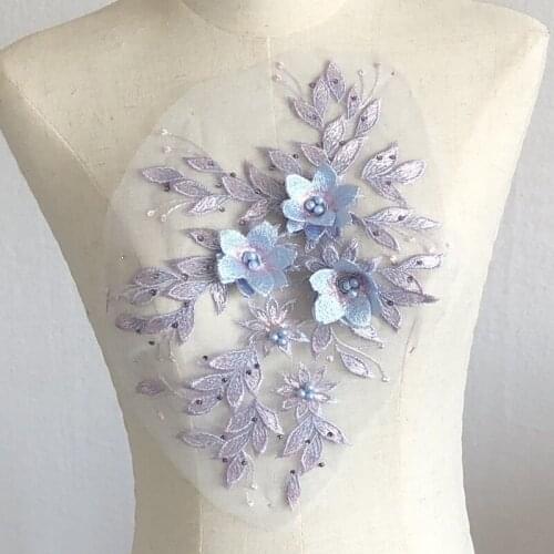 Exquisite Three-dimensional Flower Mesh Embroidery Cloth Stickers DIY Nail Bead Patch Decorative Accessories