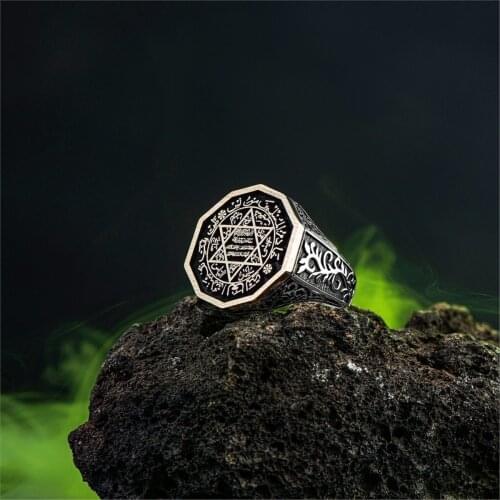 Seal of Solomon Motif 925 Sterling 925 K Silver Ring