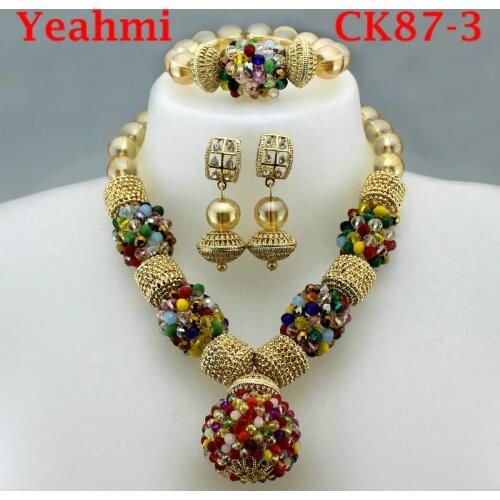 New Arrival African Beads Jewelry Set Fashion Nigerian Wedding African Beads Necklaces Earrings Set Girls Womens Necklace