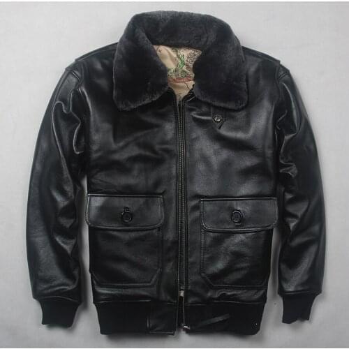 2017 air force Flight Jackets Motorcycle Genuine Leather Jacket Men cow Leather coat Fur collar Bomber Jacket