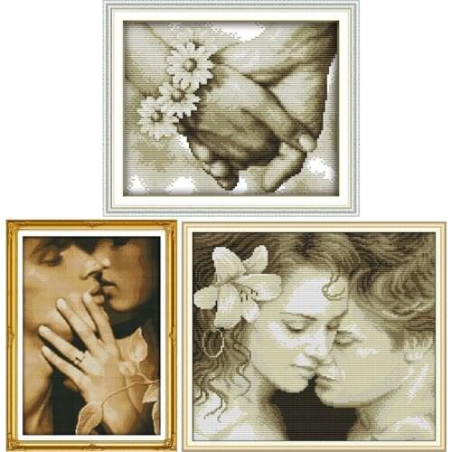 Joy Sunday Lovers Series Patterns Counted Cross Stitch Kits DMC 14CT Printed Canvas Cross Stitch Needlework Sets Home Decor Gift