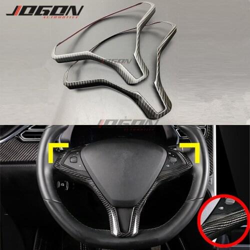 Real Carbon Fiber Steering Wheel Trim Cover Add on style For Tesla model X model S 2014 2015 2016 2017 2018